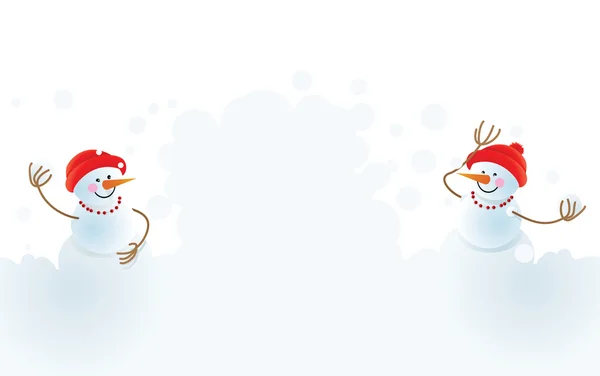 Vánoční sněhulák a sněhová koule — Stockový vektor