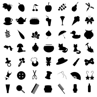 Set with many different icons clipart