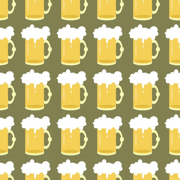 Seamless background with beer mugs — Stock Vector