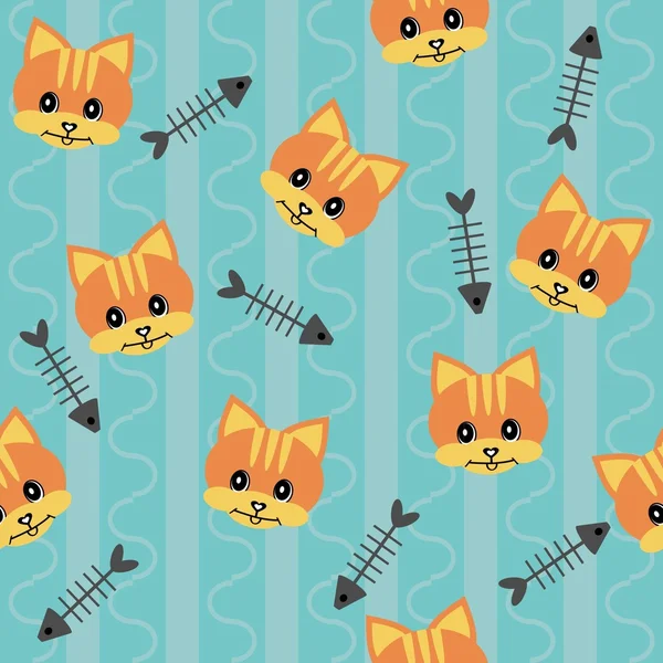 Seamless background with cats and bones