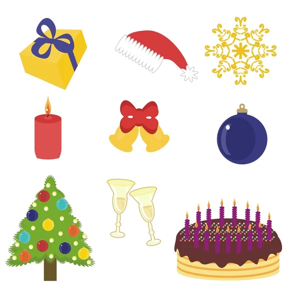 Nouvel an et objets de Noël — Image vectorielle