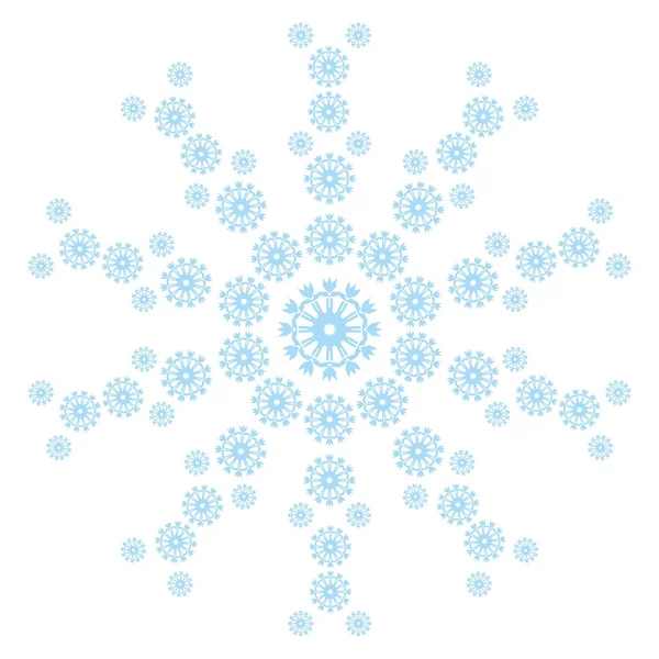 Big snowflake made of little snowflakes — Stock Vector