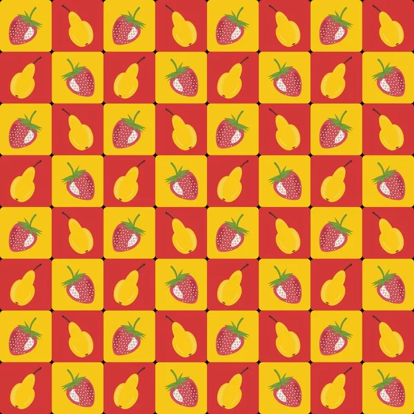 Contexte avec des fraises et des poires — Image vectorielle