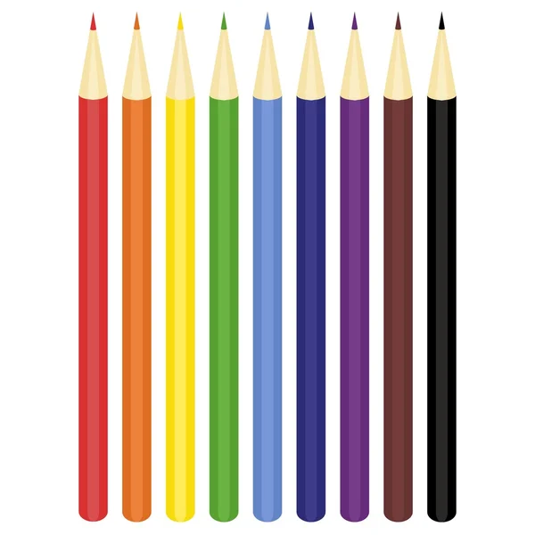 Color pencils on white background — Stock Vector