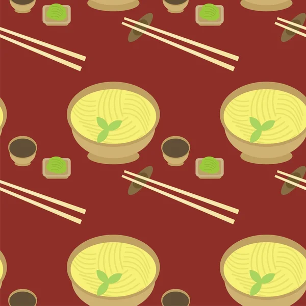 Seamless background with noodle and chopsticks — Stockový vektor