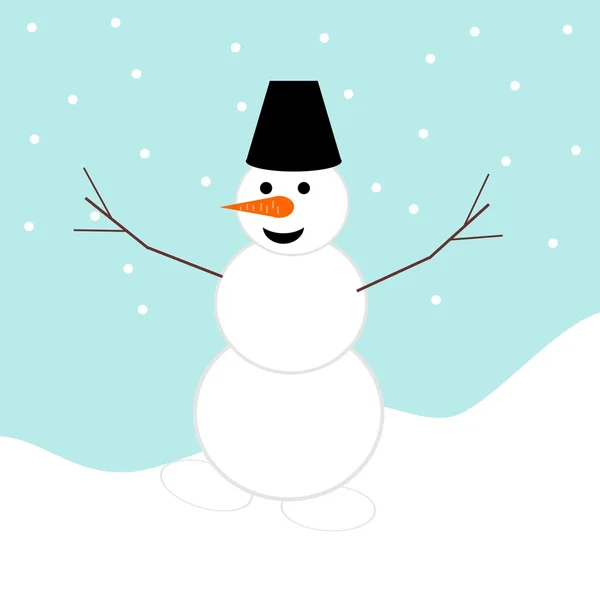 Snowman outdoor in winter day — Stock Vector