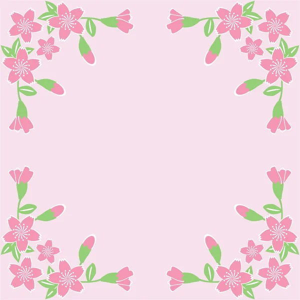 粉红色的背景上花相框 — 图库矢量图片