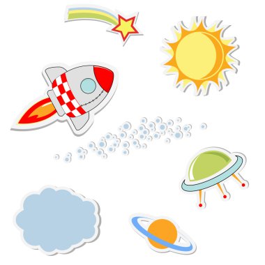 Set of cool space stickers clipart