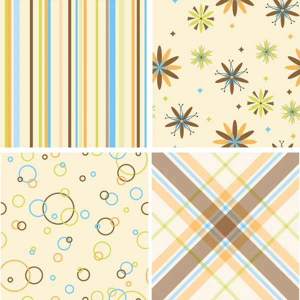 Set of four seamless retro pattern — Stock Photo, Image