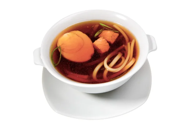 Zupa w misce biały — Zdjęcie stockowe