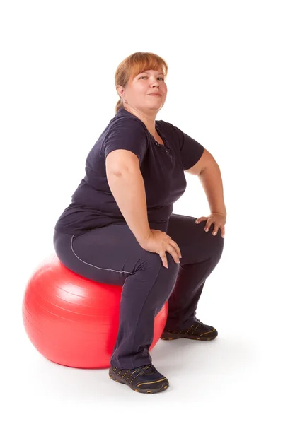 Fat woman fitness — Stock Photo, Image