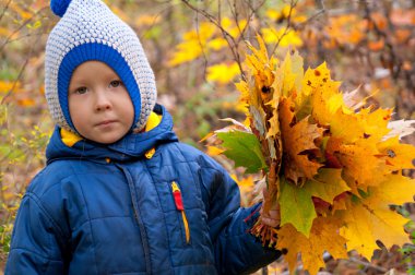 Little girl in the woods clipart