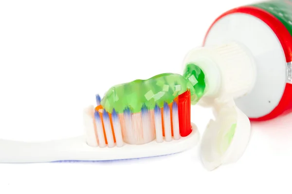 Diş macunlu diş fırçası — Stok fotoğraf