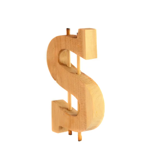Ahşap dolar işareti — Stok fotoğraf