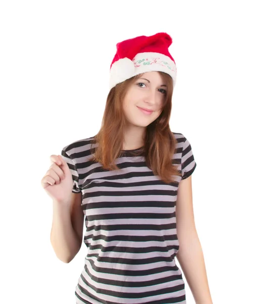 Girl in a Santa Claus hat — Stock Photo, Image