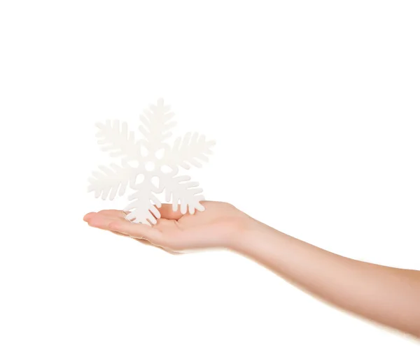あなたの手で雪の結晶 — ストック写真