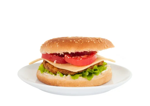 Cheeseburger in a plate — Stock Photo, Image