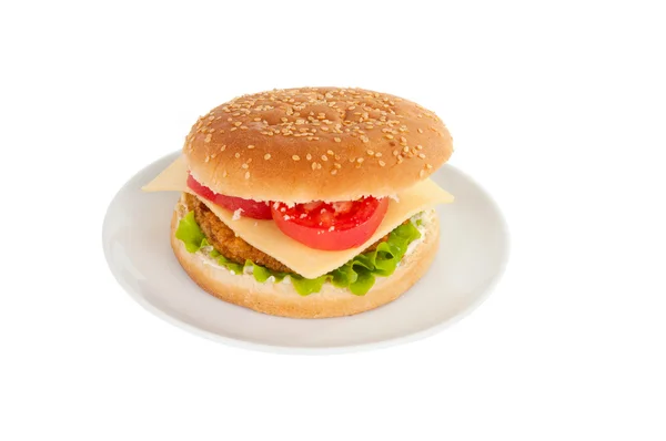 Cheeseburger in a plate — Stock Photo, Image