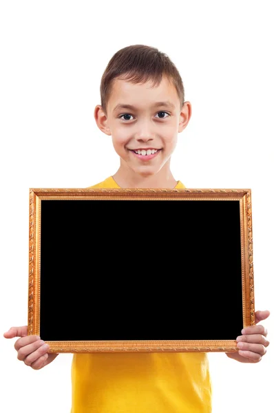 Boy holding a frame — Stock Photo, Image