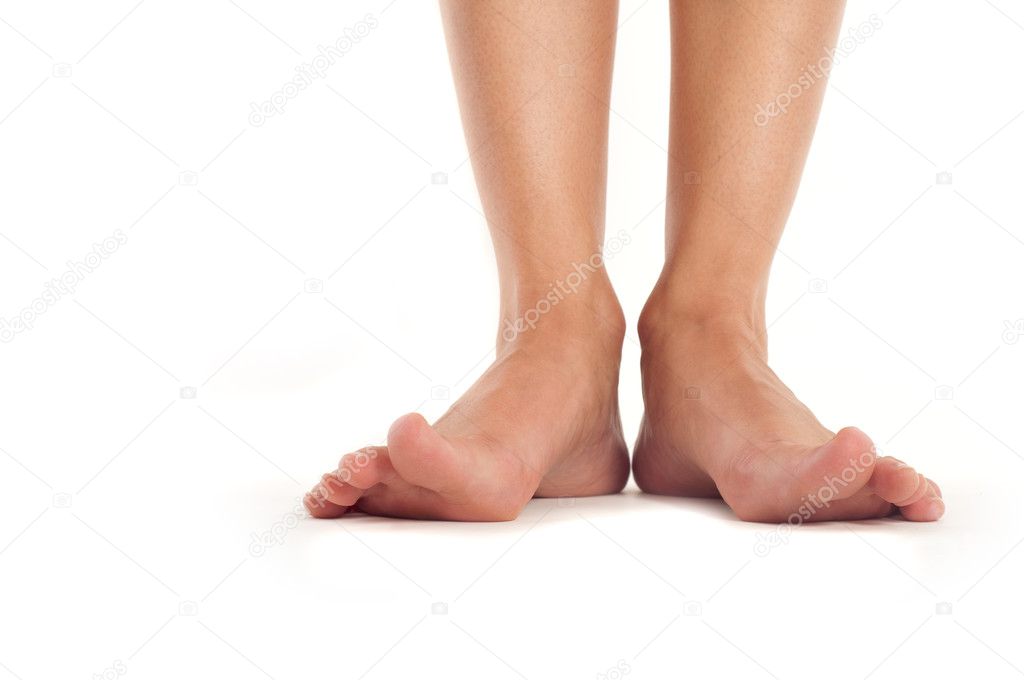 Female feet with splayed fingers