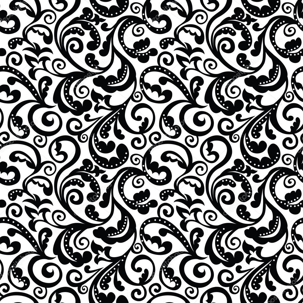 Vector Black And White Floral Patterns Black And White Floral Seamless Pattern Stock Vector C Venimo