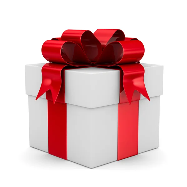 Witte geschenkdoos. geïsoleerde 3D-beeld — Stockfoto