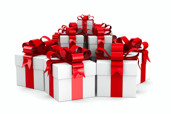 Cajas de regalo blancas. Imagen 3D aislada — Foto de Stock