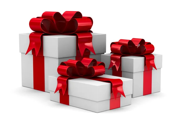 Cajas de regalo blancas. Imagen 3D aislada —  Fotos de Stock