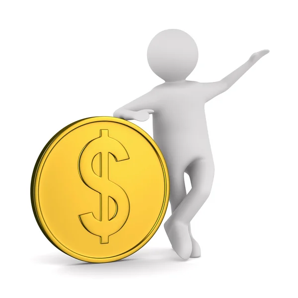 Uomo con soldi su sfondo bianco. Immagine 3D isolata — Foto Stock