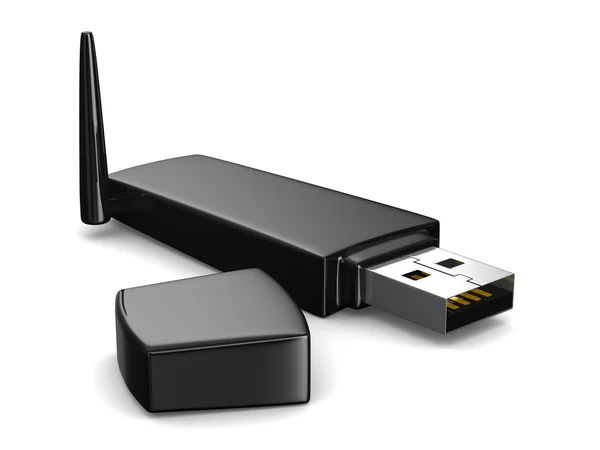 Modem USB wireless su sfondo bianco. Immagine 3D isolata — Foto Stock