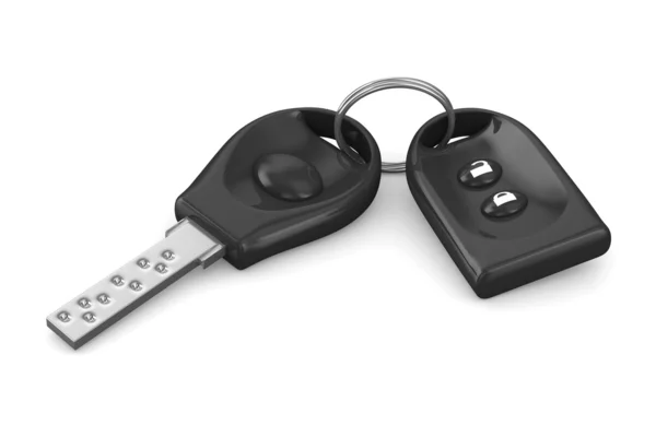 Autoschlüssel und Alarmanlage auf weißem Hintergrund. isoliert 3d — Stockfoto