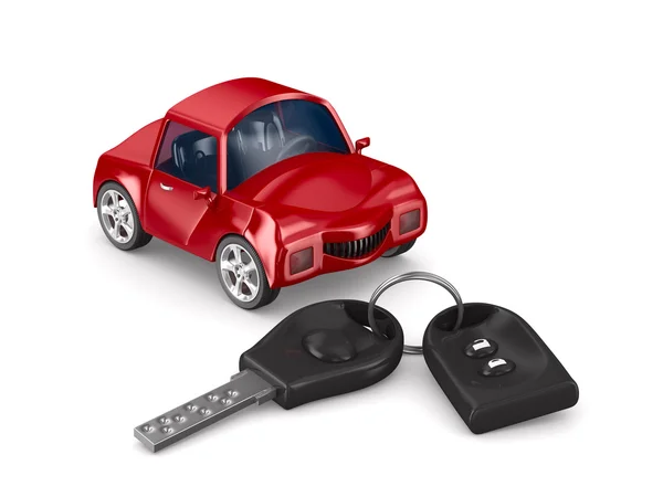 Car and key. Isolated 3D image — Stock Photo, Image