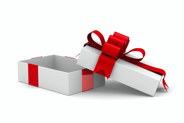 Beyaz hediye kutusu. izole 3d görüntü — Stok fotoğraf