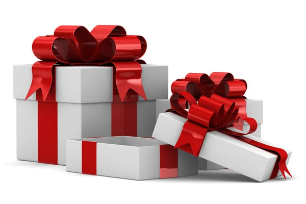 Witte geschenkdozen. geïsoleerde 3D-beeld — Stockfoto
