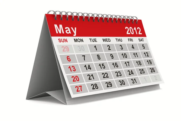2012 calendario del año. Mayo. Imagen 3D aislada — Foto de Stock