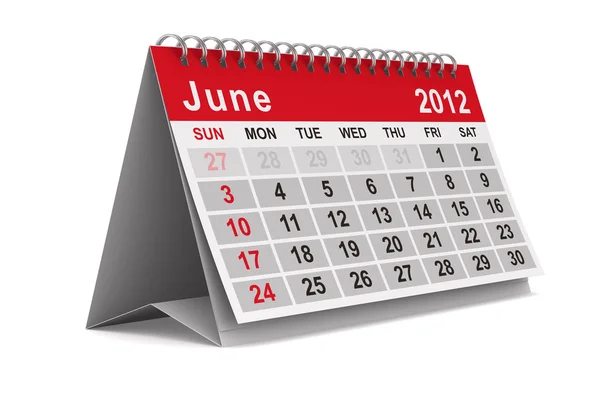 2012 calendario del año. Junio. Imagen 3D aislada —  Fotos de Stock