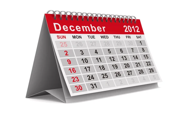 2012 calendario del año. Diciembre. Imagen 3D aislada —  Fotos de Stock