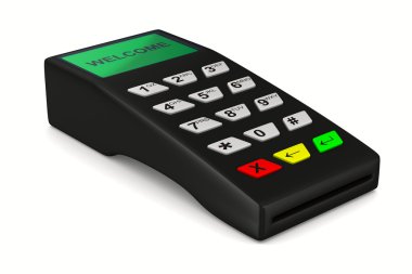 Payment terminal on white background. Isolated 3d image clipart