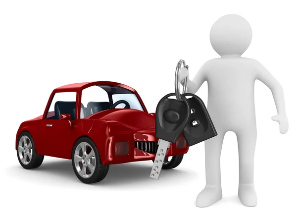 Uomo con le chiavi dell'automobile. Immagine 3D isolata — Foto Stock