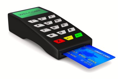 Payment terminal on white background. Isolated 3d image clipart