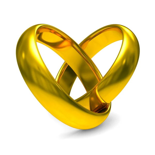 Zwei goldene Eheringe. isoliertes 3D-Bild — Stockfoto