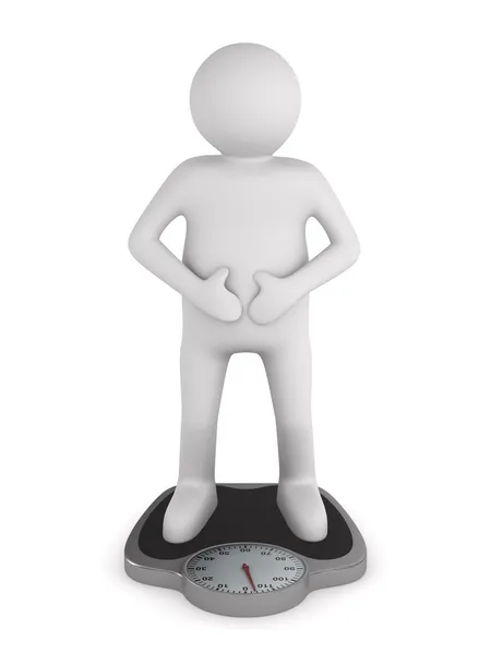 stock image Man on floor scales. Isolated 3D image