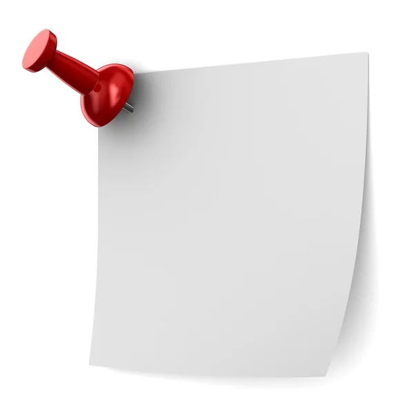 Thumbtack vermelho no fundo branco. Imagem 3D isolada — Fotografia de Stock