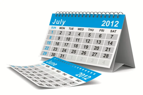 2012 års kalender. juli. isolerade 3d-bild — Stockfoto