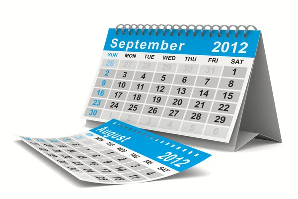 Calendrier 2012 année. Septembre. Image 3D isolée — Photo