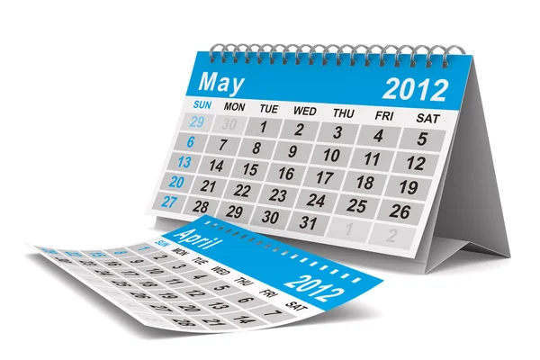 Kalendarz roku 2012. W maju. Izolowany obraz 3D — Zdjęcie stockowe