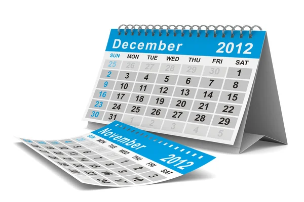 Календар 2012 року. Грудень. Ізольоване 3D зображення — стокове фото