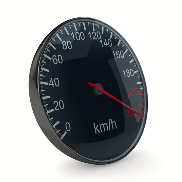 Speedometer on white background. 3D image