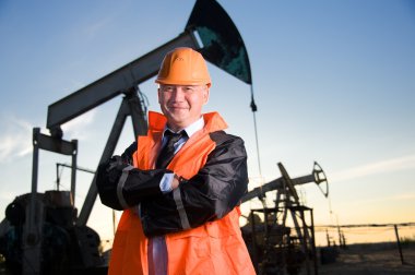 Engineer in an Oil field clipart