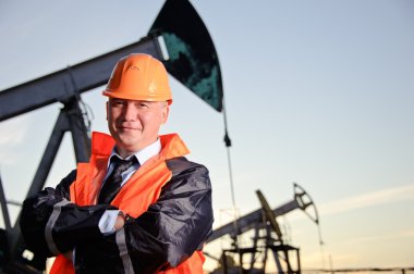 Engineer in an Oil field clipart